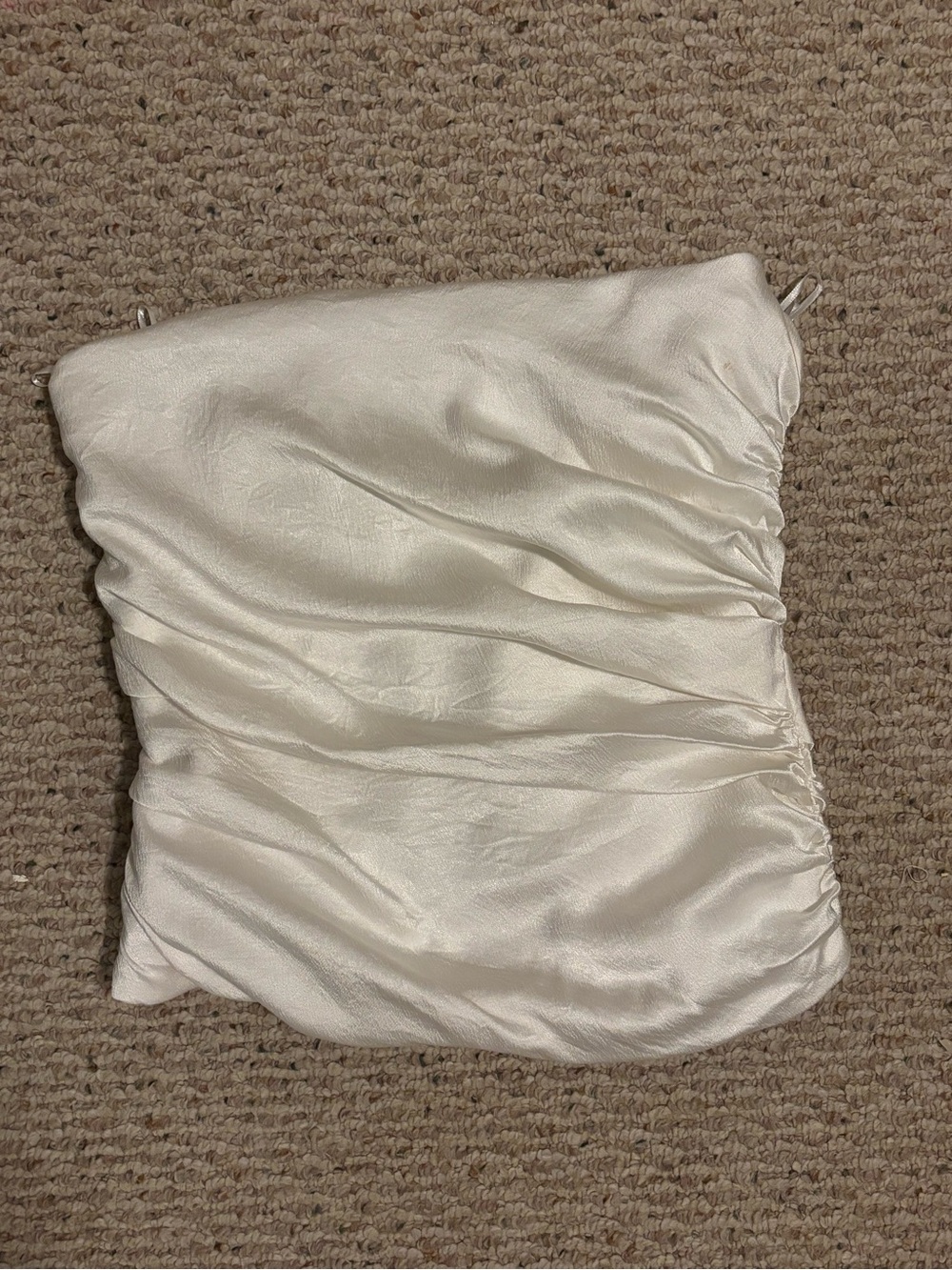 Zara Ivory Satin Ruched Corset Top